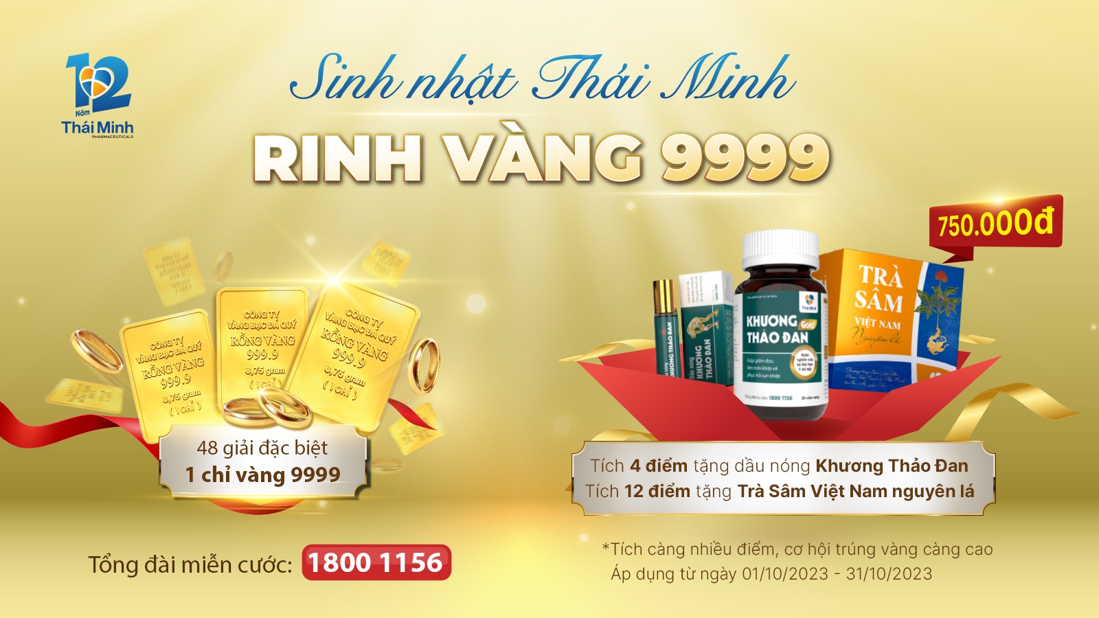 Khuyến mãi mừng sinh nhật Thái Minh: Khương Thảo Đan Gold tặng vàng 9999 - 1