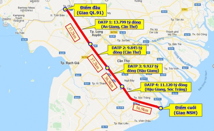 Tuyến cao tốc Châu Đốc – Cần Thơ – Sóc Trăng dài 188km được khởi công vào tháng 6/2023 dự kiến hoàn thành vào năm 2025.