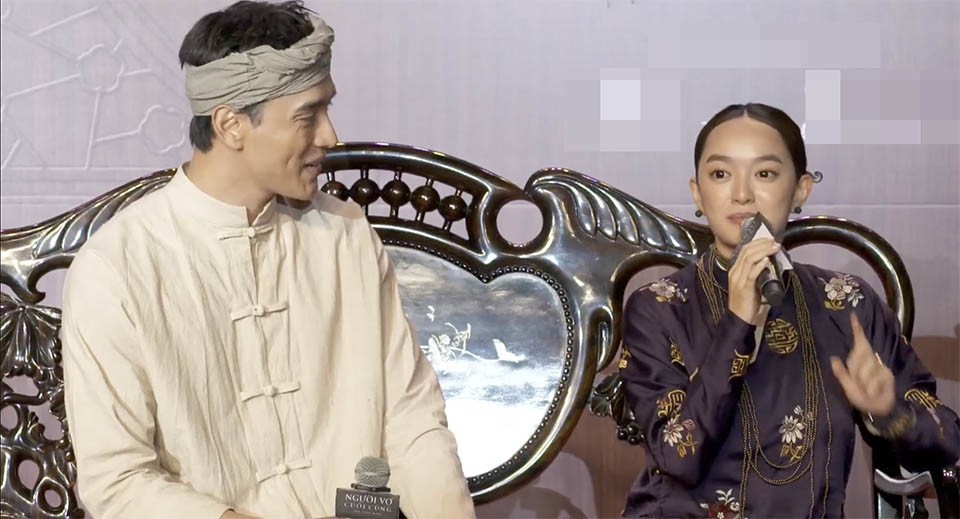 Thuận Nguyễn và Kaity Nguyễn chia sẻ tại sự kiện ra mắt phim "Người vợ cuối cùng".