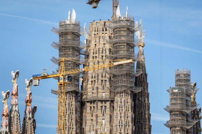 Bài đăng Facebook của Vương cung thánh đường vào ngày 29-9 thông báo 4 tòa tháp của các Nhà truyền giáo đã hoàn tất xây dựng. Ảnh: Facebook Basílica de la Sagrada Família
