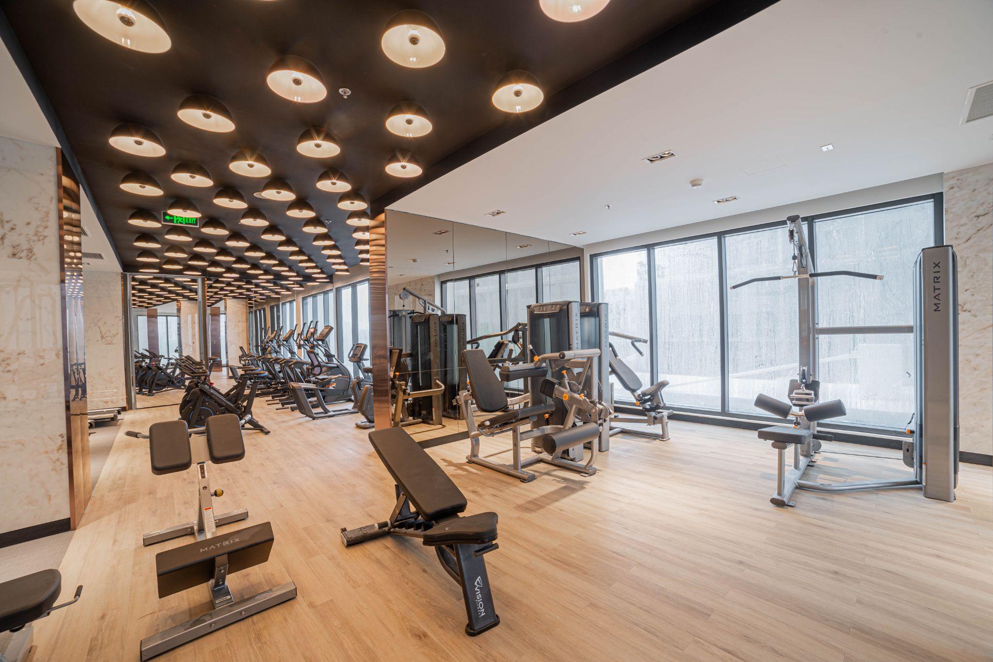 Khu vực phòng gym được thiết kế tối ưu cùng nhiều trang thiết bị hiện đại.