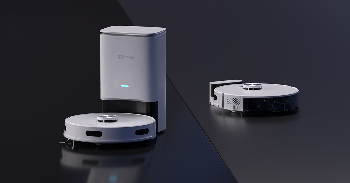 Robot hút bụi lau nhà RE5 và RE5 Plus (có trạm sạc) được ra mắt trong năm 2023. Hình: EZVIZ