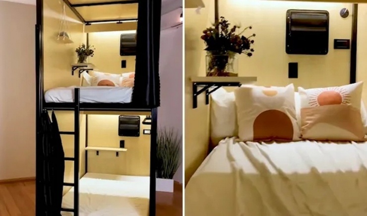 Kiểu nhà ở chung này gọi là "Brownstone Shared Housing" (Nhà ở chung Brownstone). Mỗi căn phòng có chiều rộng khoảng 1 mét và chiều cao 1,2 mét.