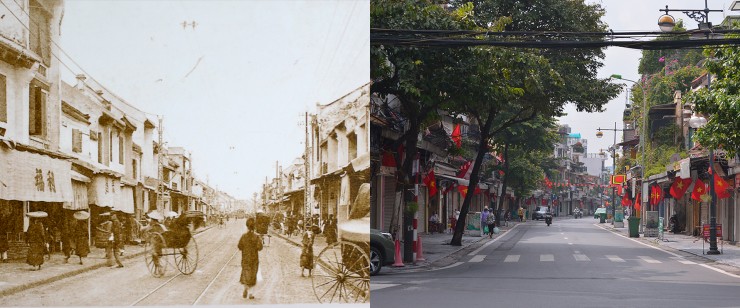 Phố Hàng Ngang hiện nay nhiều bóng cây xanh hơn trước đây rất nhiều.