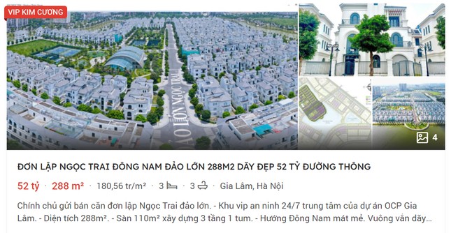 Một căn biệt thự đơn lập có giá khoảng 180 triệu đồng/m2.