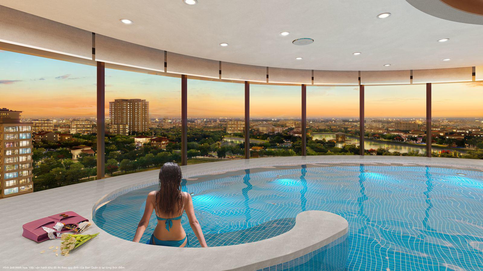 Trải nghiệm hồ bơi đẹp nhất Bắc Giang với tầm nhìn panaroma ấn tượng thu trọn toàn cảnh thành phố từ trên cao