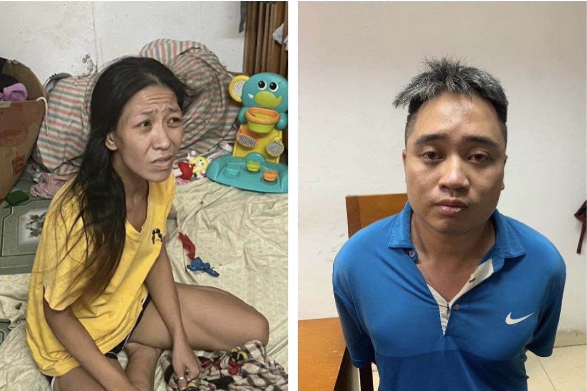 Lợi và Dung tại cơ quan công an.