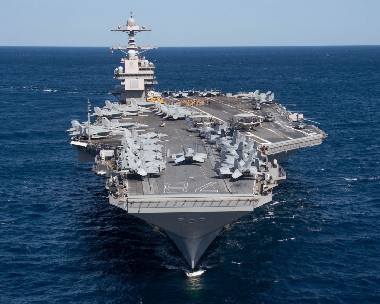 Tàu sân bay USS Gerald R. Ford trên Đại Tây Dương vào 19/3/2023. Ảnh: Business Insider