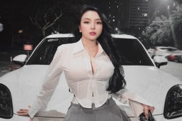 Thời trang - Vợ Khắc Việt cứ đi diễn là lên đồ ngắn, bó sát tôn body "đồng hồ cát"