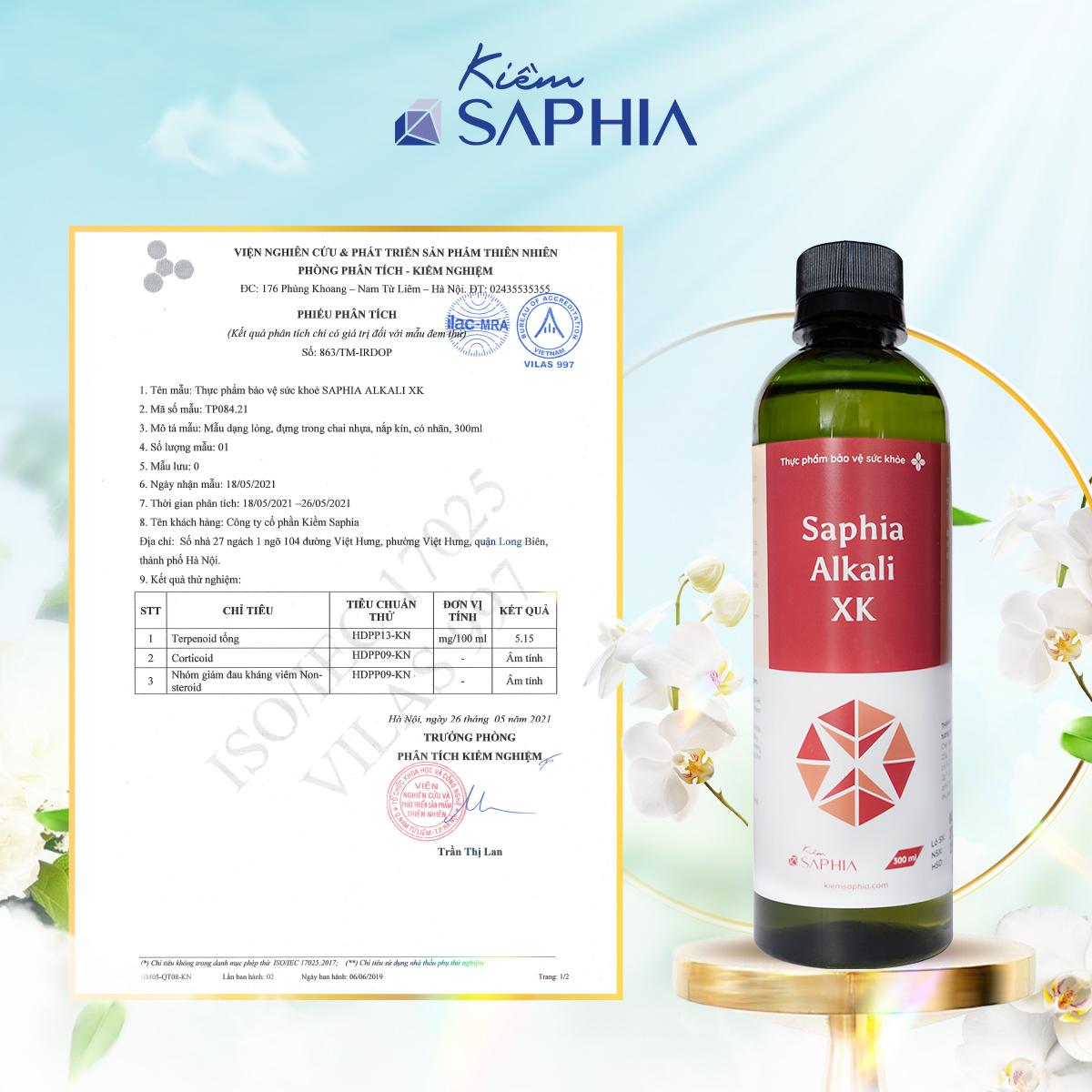 Phiếu phân tích Saphia Alkali XK giàu hợp chất Terpenoid