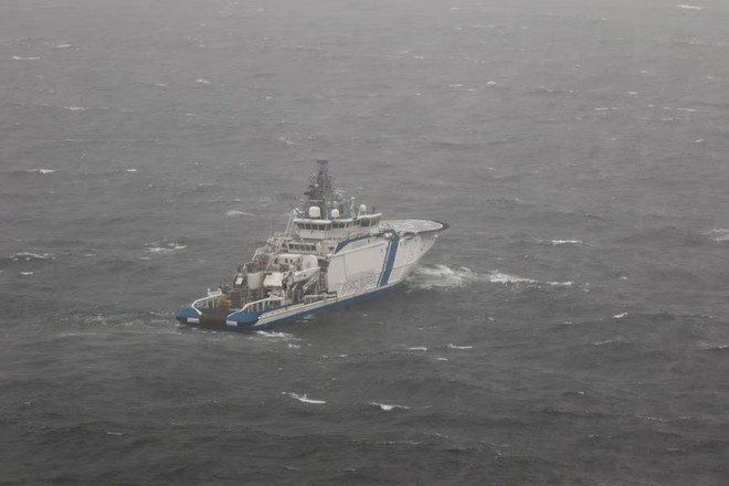 Tàu tuần tra ngoài khơi Turva của lực lượng biên phòng Phần Lan canh gác gần vị trí hư hại của đường ống dẫn khí đốt Balticconnector hôm 11-10-2023