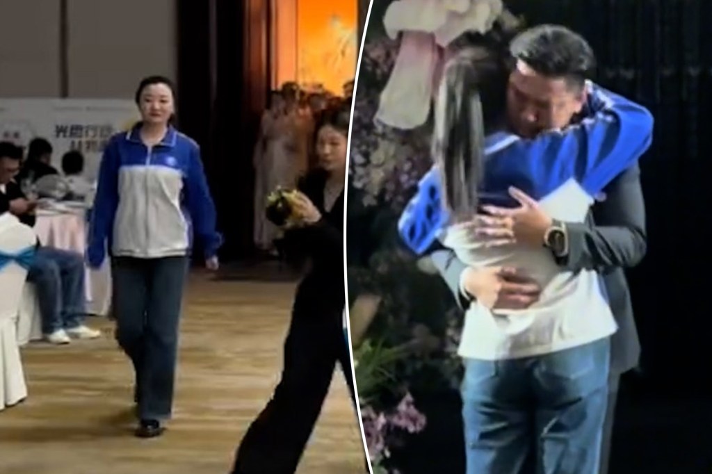 Một cô dâu Trung Quốc đã khiến chú rể rơi nước mắt khi khiến anh ngạc nhiên khi mặc đồng phục trung học thay vì váy cưới trong ngày trọng đại của họ.