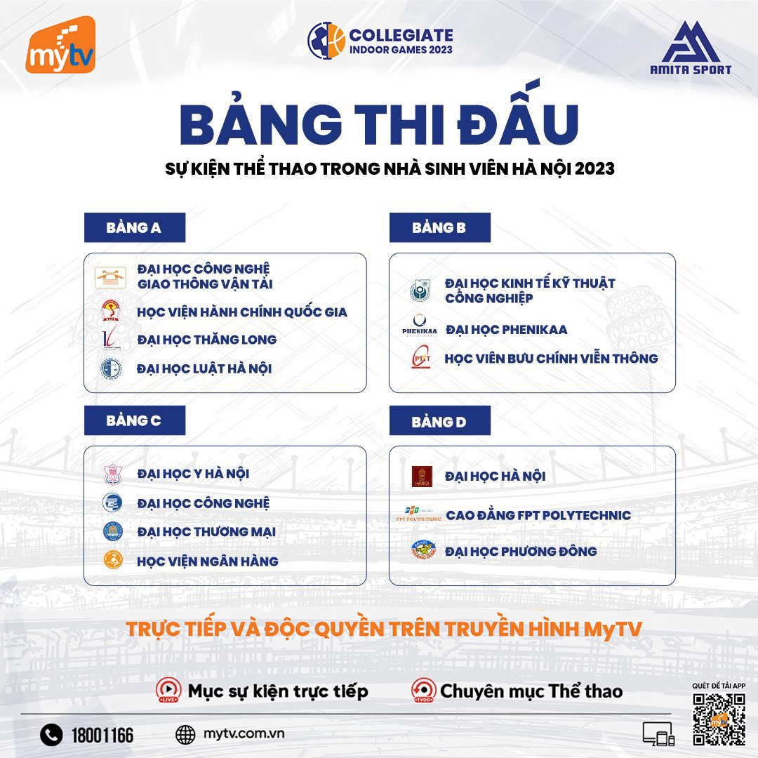 Truyền hình MyTV độc quyền phát trực tiếp giải đấu thể thao trong nhà dành cho Sinh viên Hà Nội - Collegiate Indoor Games 2023 - 2