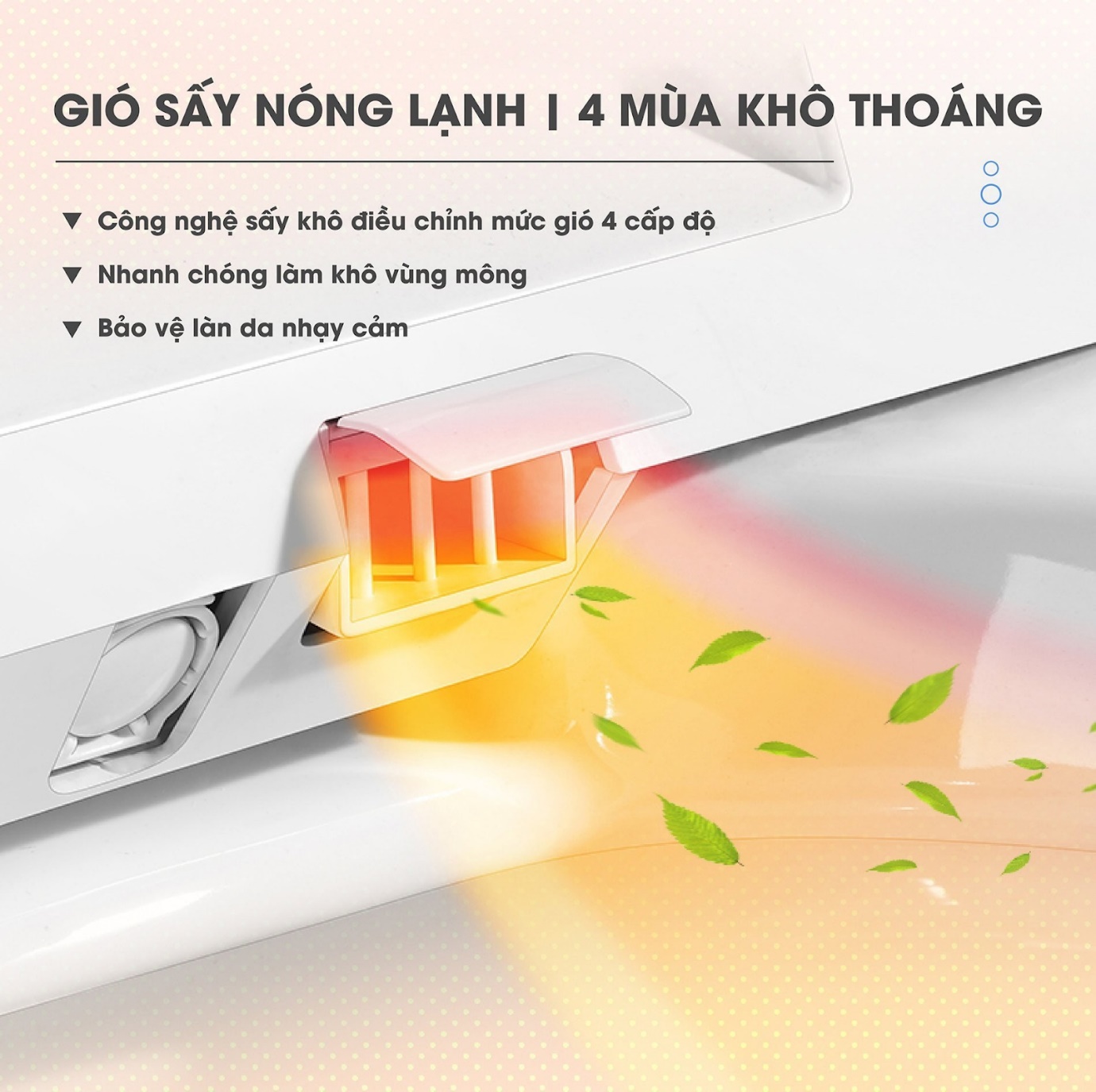 Tính năng sưởi ấm ghế &amp; công nghệ sấy khô điều chỉnh mức gió 4 cấp độ giúp bảo vệ làn da nhạy cảm.&nbsp;Nguồn:&nbsp;kazovietnam.com