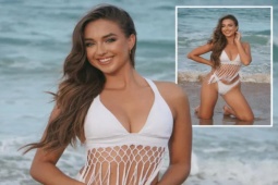 Thể thao - Á hậu người Mỹ mê chơi Golf, "thôi miên" người hâm mộ bằng bikini trắng