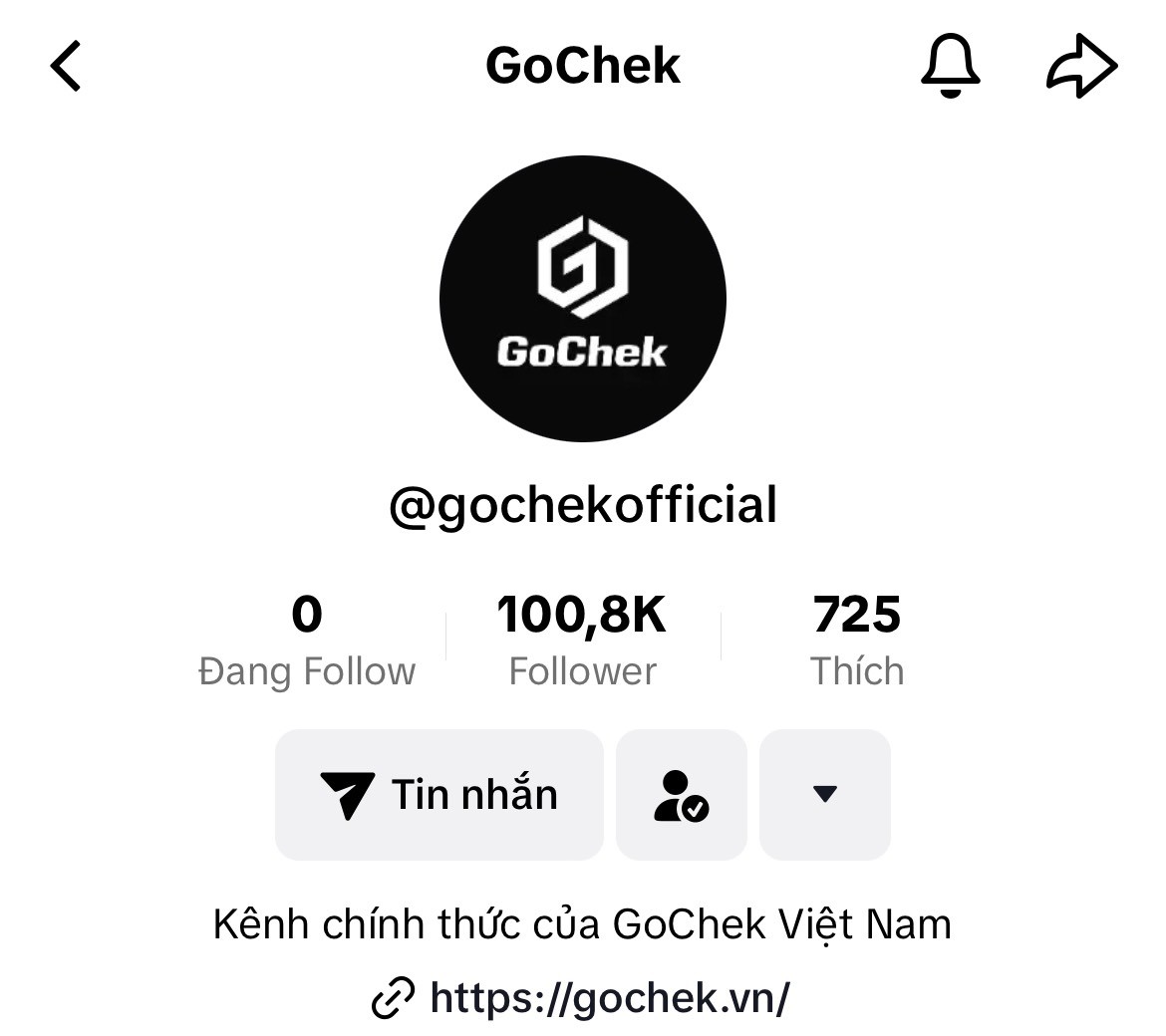 Kênh Tik Tok chính thức của GoChek