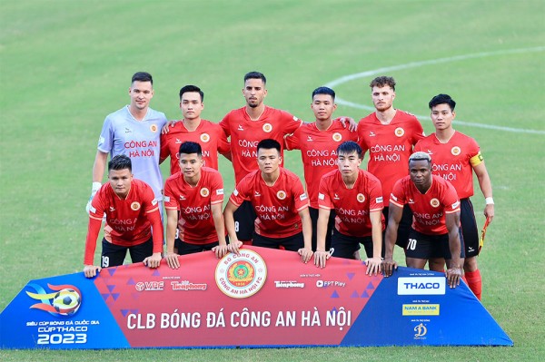Đội hình Công an Hà Nội trong trận Siêu Cúp Quốc gia 2023. Ảnh: VPF