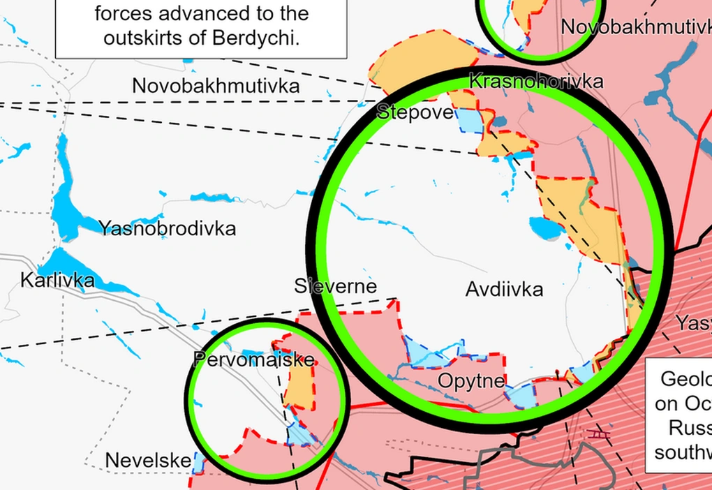 Khu vực Avdiivka trên bản đồ vùng Donetsk (ảnh: ISW)
