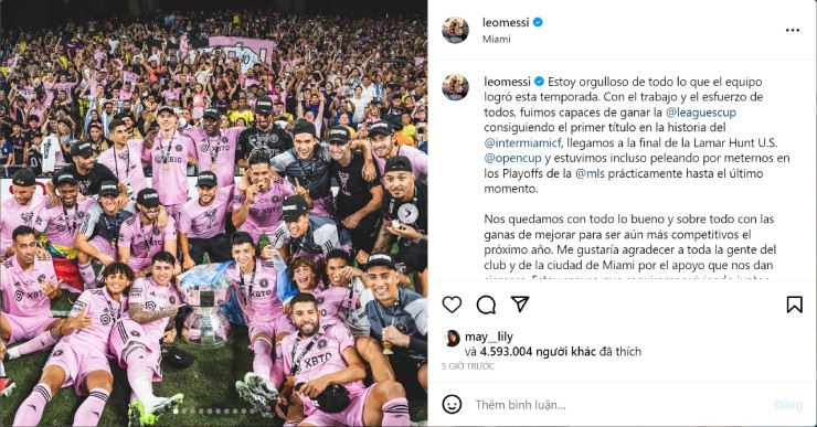 Messi viết tâm thư gửi lời chào tạm biệt mùa giải đầu tiên cùng Inter Miami