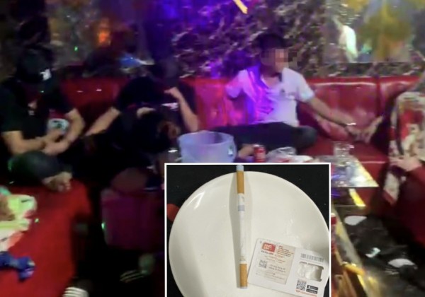 Nhiều khách bị bắt quả tang sử dụng ma túy trong phòng karaoke.