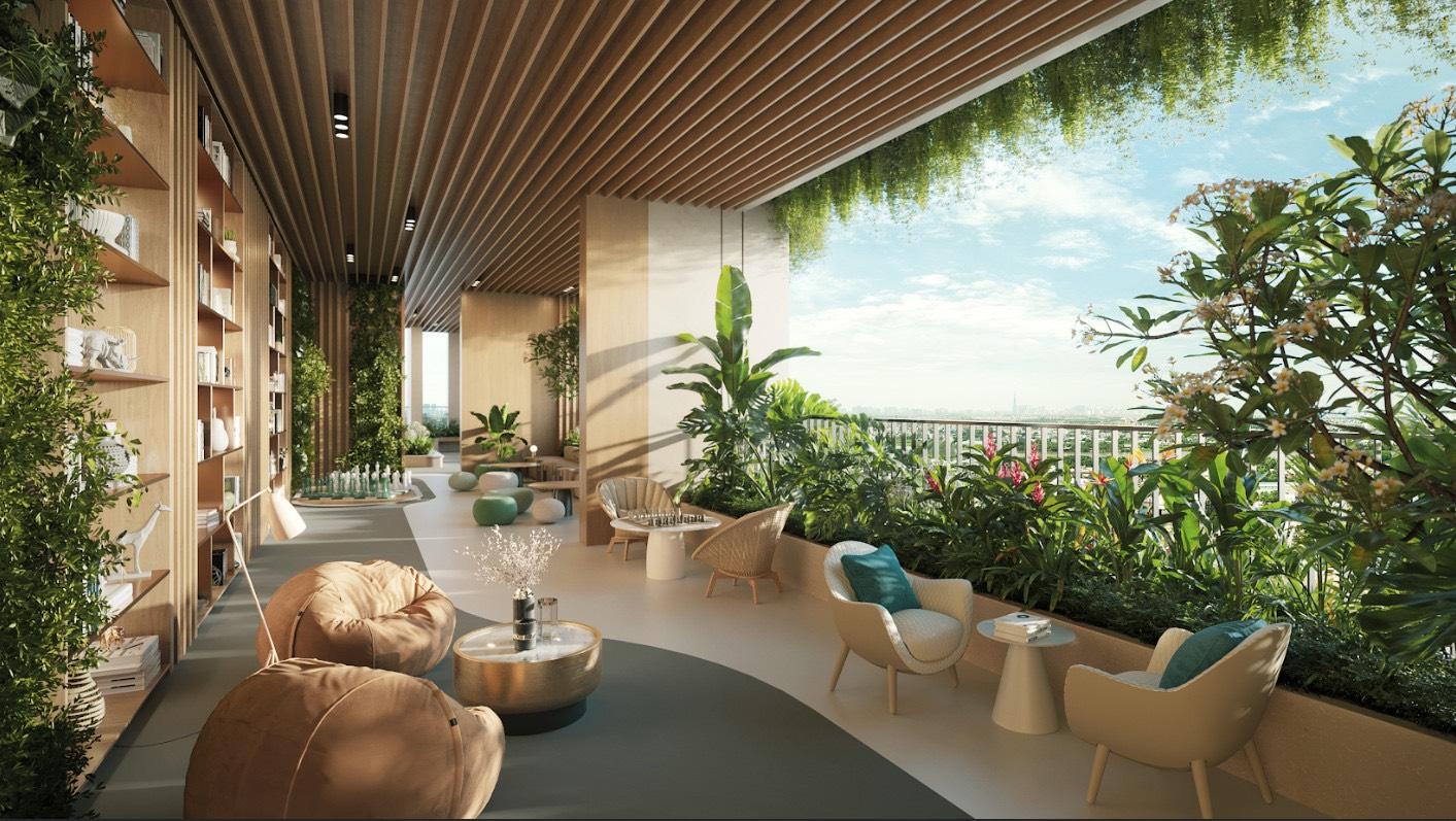 The Emerald 68 bố trí không gian mở đan xen những mảng xanh tự nhiên mang lại cảm hứng sống năng động, thoải mái cho dân cư