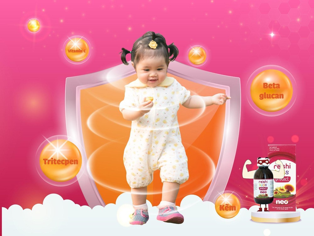 Reishi Kids Protect chiết xuất Nấm Linh chi cung cấp trọn bộ dưỡng chất Beta glucan, Tritecpen, Vitamin C và Kẽm