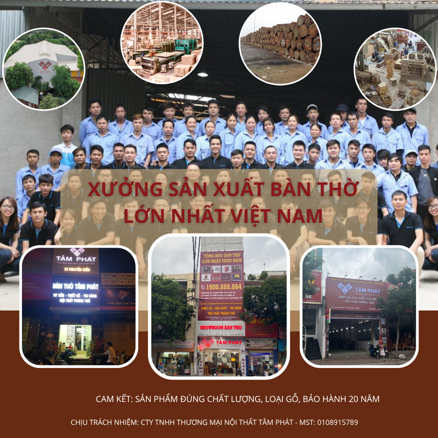 Xưởng sản xuất bàn thờ Tâm Phát quy mô lớn, chất lượng cao