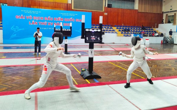 Một trận đấu tại Giải đấu kiếm vô địch quốc gia 2023.