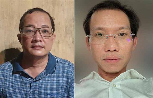 Ông Nguyễn Minh Quân (trái) và ông Nguyễn Văn Lợi tại Cơ quan điều tra.