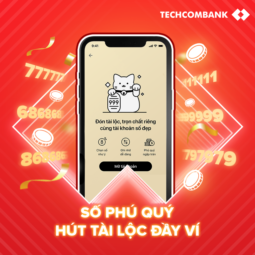 Techcombank đem đến cho khách hàng lựa chọn dãy số đẹp theo ý thích