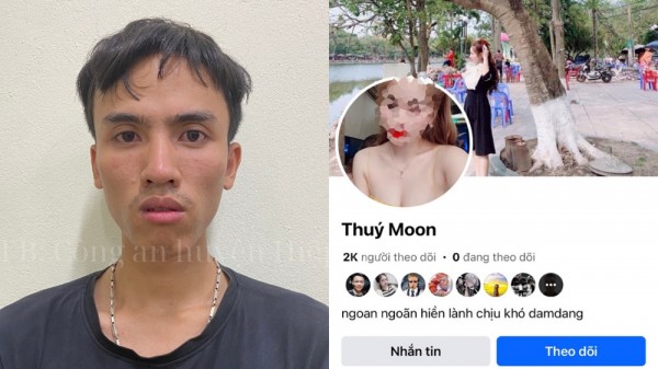 Đối tượng Nguyễn Văn Huy và tài khoản facebook giả mạo dùng để lừa đảo.