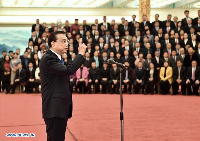 Ông Lý Khắc Cường phát biểu trong cuộc gặp đại diện các chủ doanh nghiệp Trung Quốc tại Bắc Kinh ngày 5-12-2016. Ảnh: News.cn