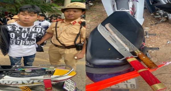 Một số đối tượng mang theo hung khí tại các cung đường thuộc Vườn quốc gia Ba Vì.