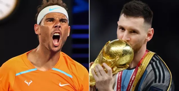 Messi (bên phải) cho rằng Nadal (trái) gặp may ở tứ kết Roland Garros 2018