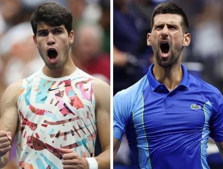 Alcaraz (trái) và Djokovic (phải) hứa hẹn tạo ra trận chung kết được chờ đợi ở Paris Masters 2023