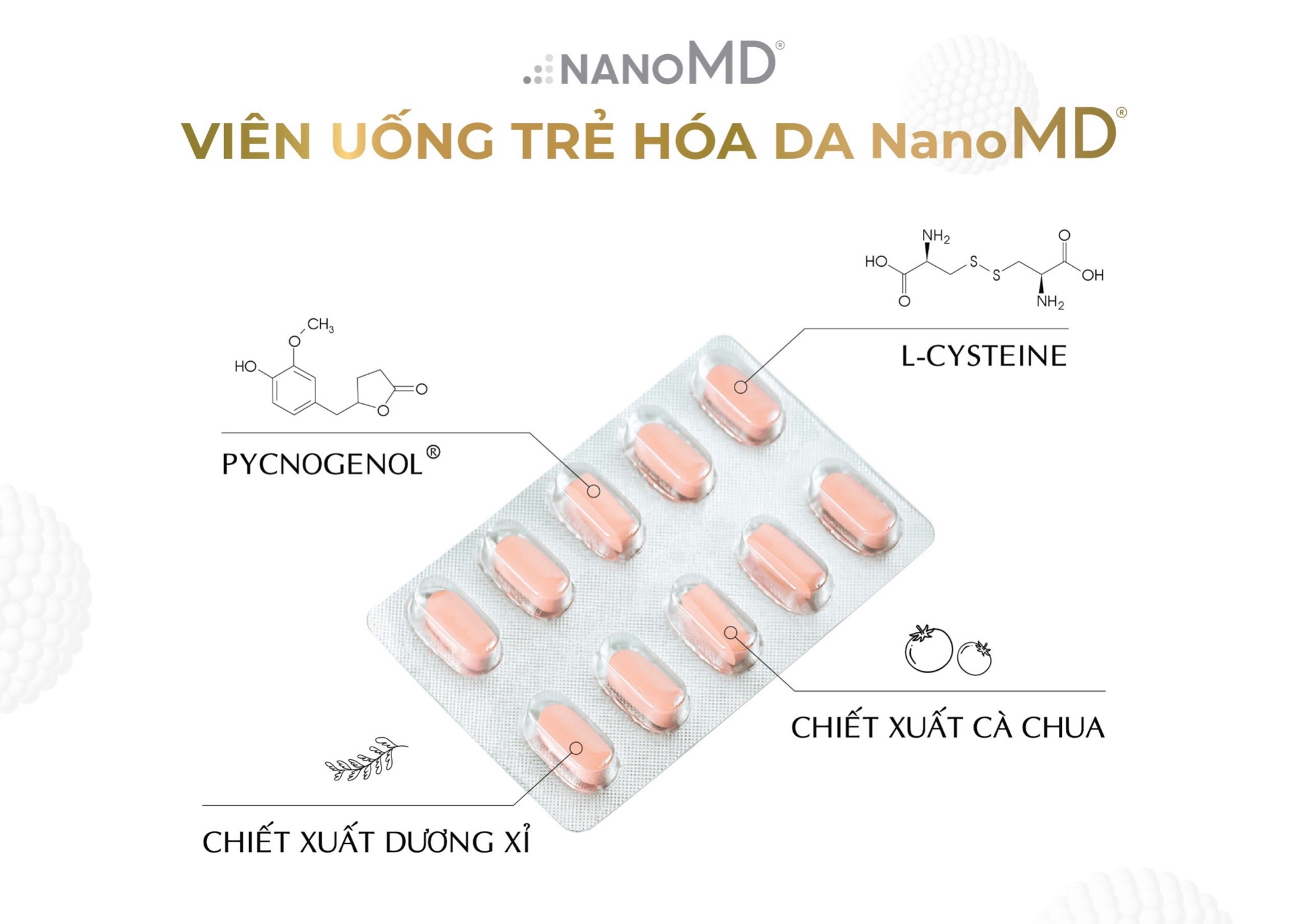 Viên uống đẹp da NanoMD® chứa nhiều thành phần ưu việt