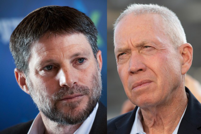 Bộ trưởng Quốc phòng Israel Yoav Gallant (phải) và Bộ trưởng Tài chính Israel Bezalel Smotrich. Ảnh: Flash90