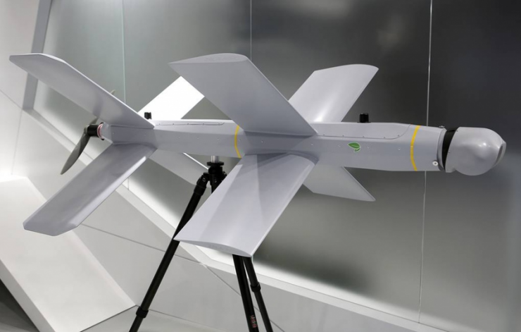 Máy bay không người lái (UAV) Lancet của Nga trong một buổi triển lãm tại Moscow. Ảnh: TASS