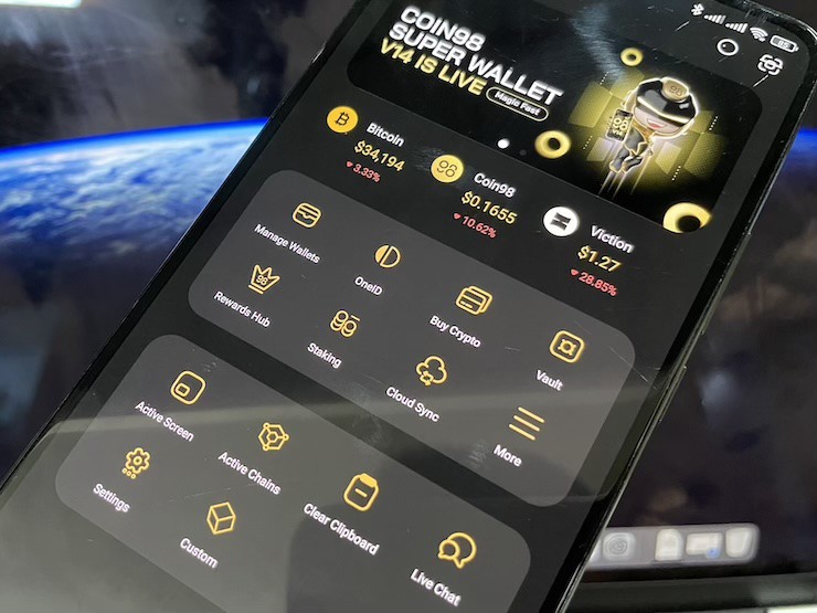 Giao diện chính của Coin98 Super App.