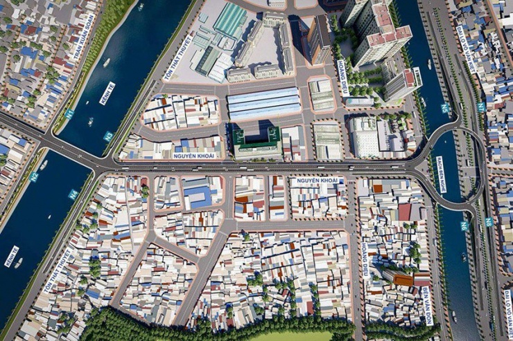 Phối cảnh cầu đường Nguyễn Khoái sau khi dự án hoàn thành. Ảnh: Đ.TRANG