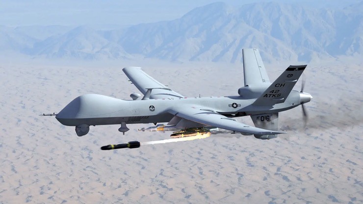 "Ác điểu" MQ-9 Reaper có thể mang theo bom thông minh JDAM hoặc tên lửa đối đất Hellfire.
