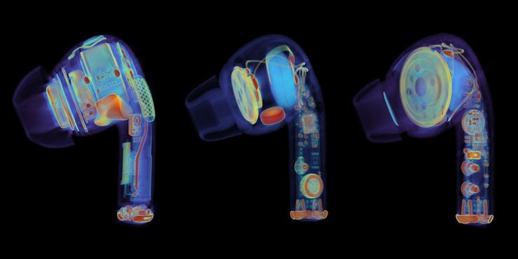 Hình ảnh chụp dưới tia X cho thấy rõ ràng các bộ phận bên trong của các tai nghe.