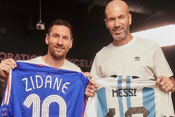 Messi và Zidane trao đổi áo trong buổi gặp mặt