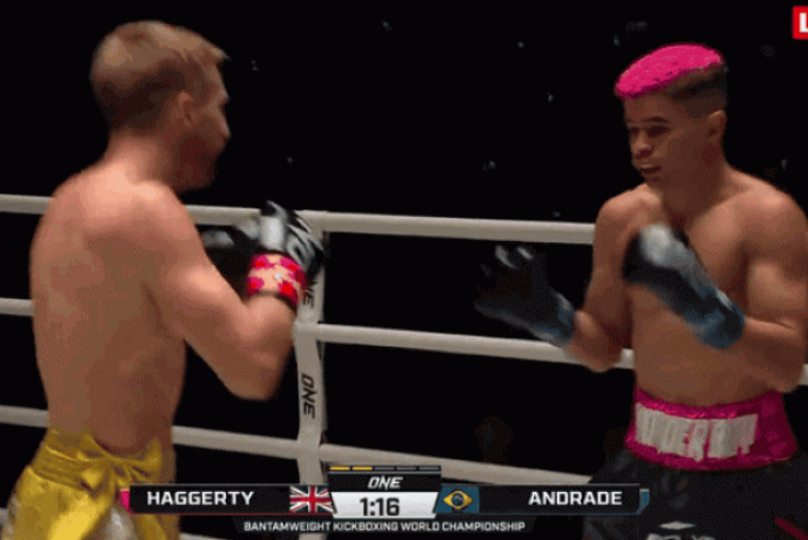 ‘Tướng quân’ Haggerty tung liên hoàn đấm khiến đối thủ ngã ngửa, giành đai vô địch kich-boxing thế giới
