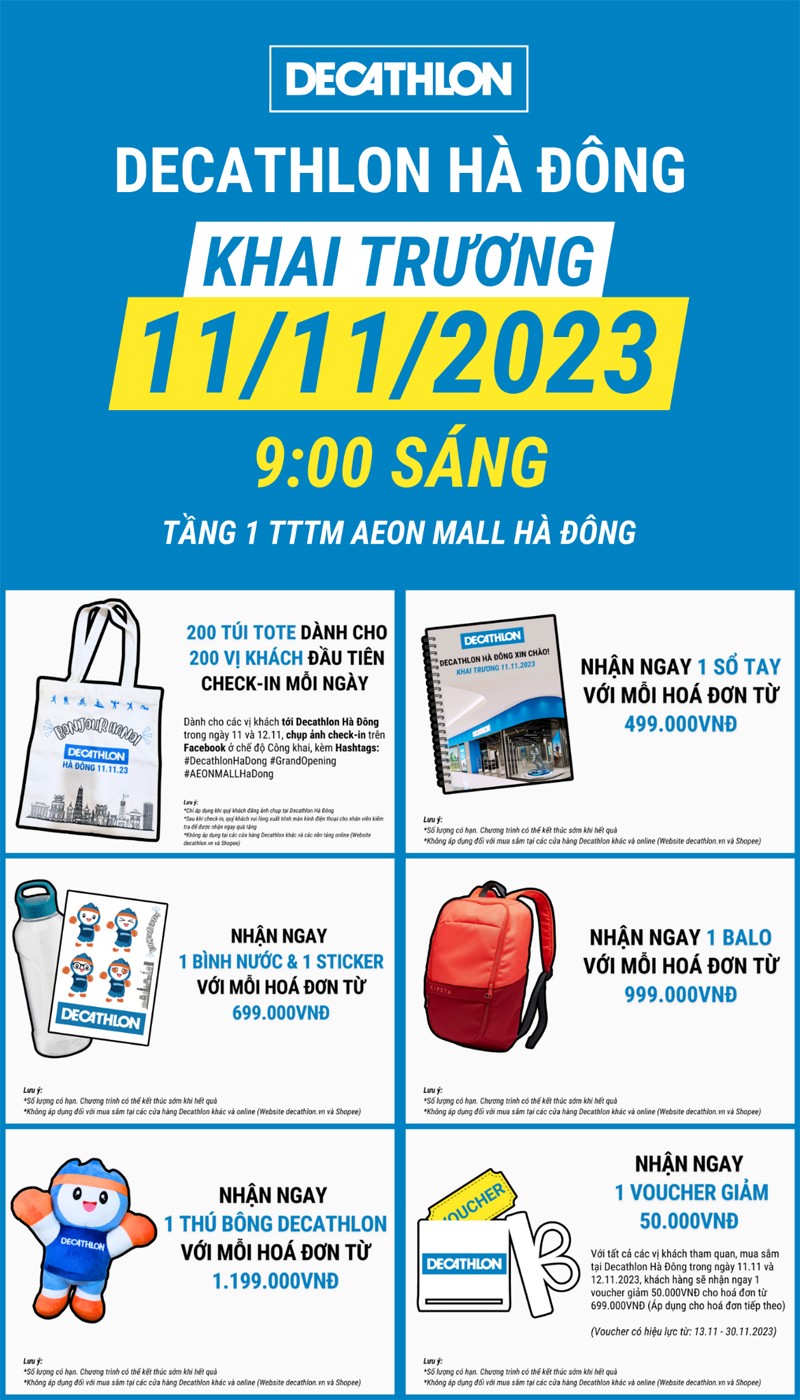 Chương trình Khai trương Decathlon Hà Đông từ 11/11 đến 12/11