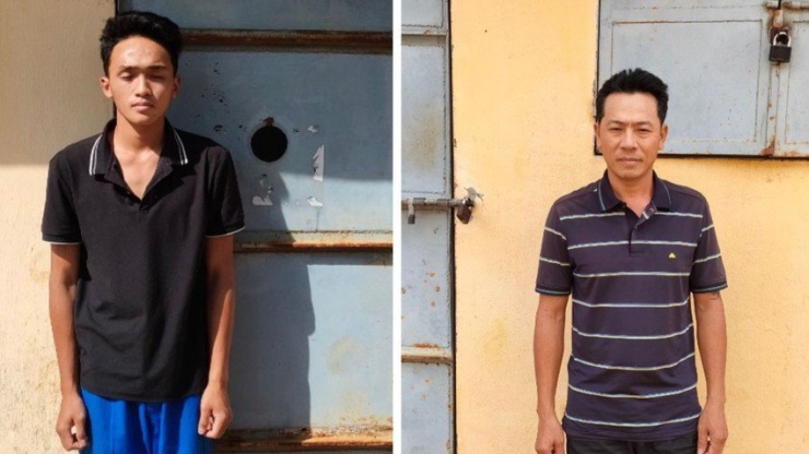 Hoàn Xuyến và con trai bị bắt hồi tháng 5. Ảnh: VT