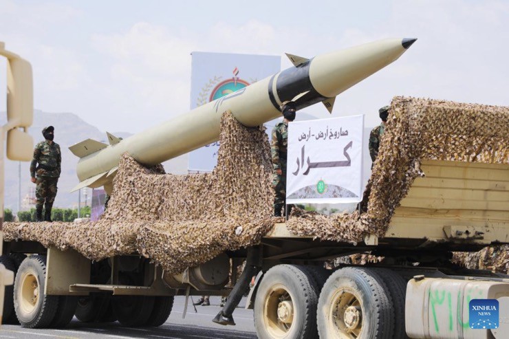 Một mẫu tên lửa tầm xa do Houthi tự nghiên cứu và sản xuất.
