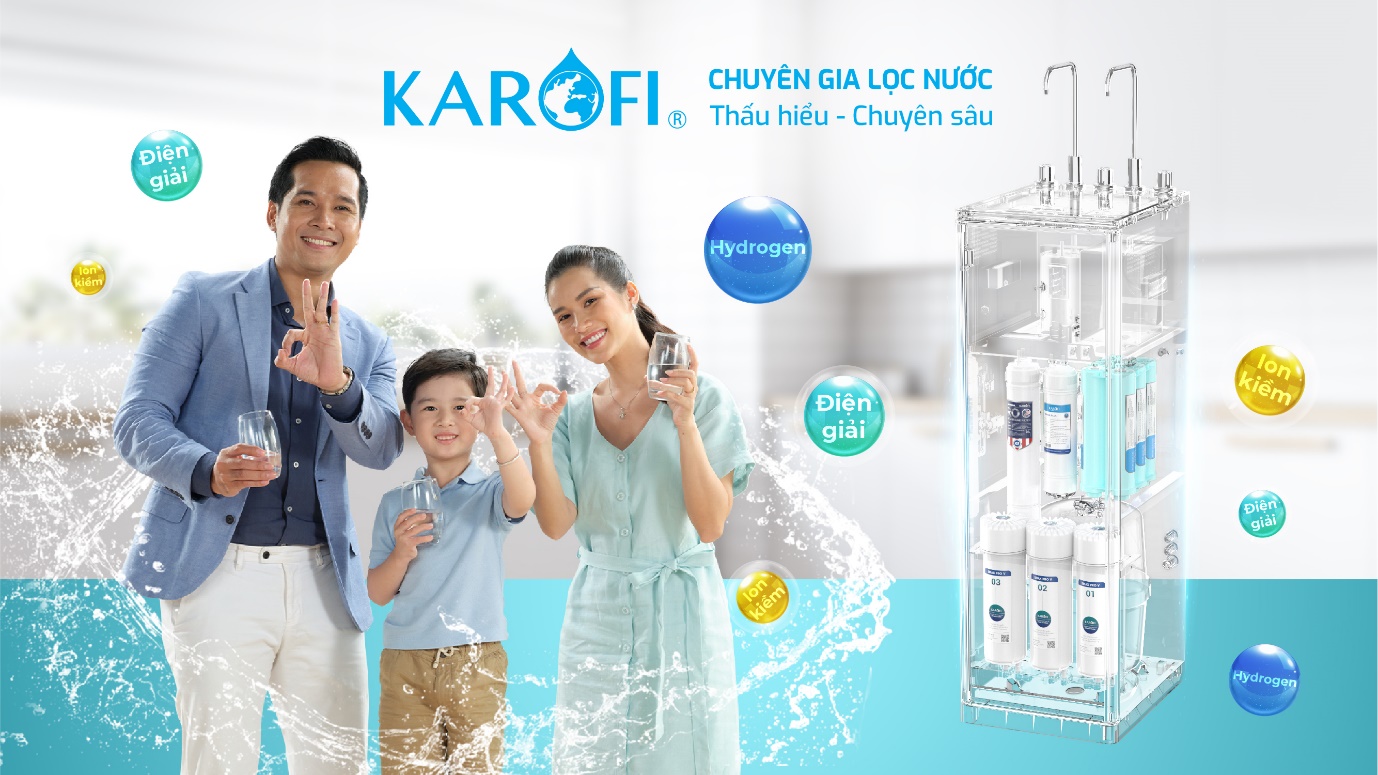 Cụm lõi Smax hiệu suất cao Karofi bổ sung khoáng chất, gấp đôi hydrogen và ion kiềm