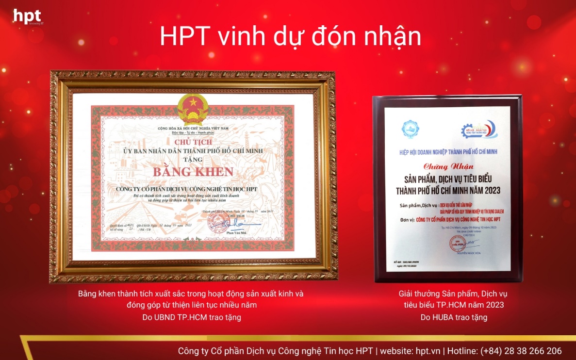 HPT đón nhận bằng khen của UBND Tp. Hồ Chí Minh vì thành tích xuất sắc trong hoạt động sản xuất kinh doanh và hoạt động từ thiện nhiều năm liền