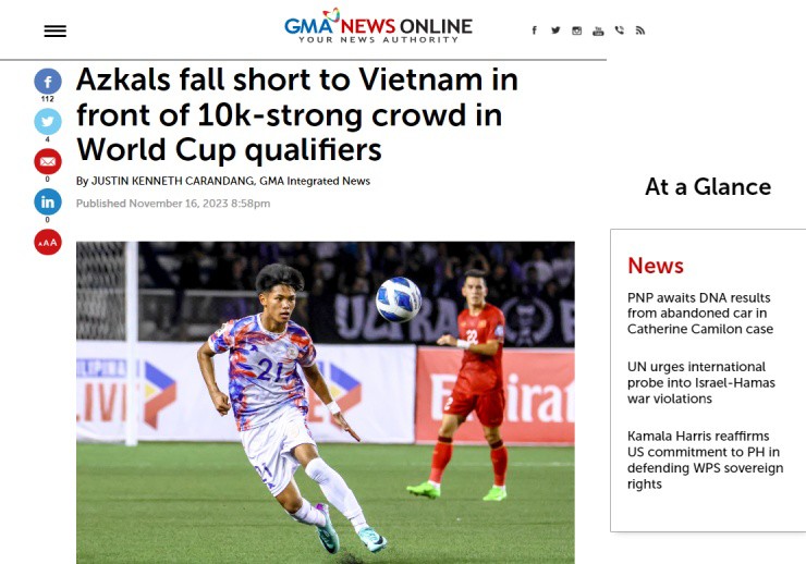 Báo chí Philippines tiếc nuối vì đội nhà thua ĐT Việt Nam dù được hơn 10.000 fan "tiếp lửa"